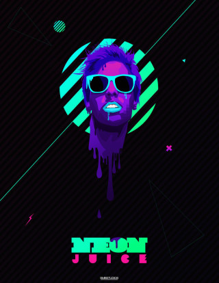 Neon portrait with dripping effect by Samuel Carter Mensah, text reads 'Neon Juice'