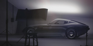 Jaguar E-type Concept by László Varga in a dimly lit studio