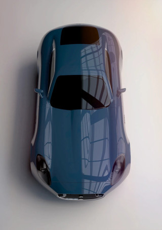 Jaguar E-type Concept by László Varga in blue from a top view