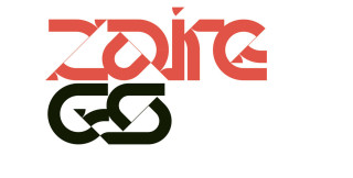 Abstract lettering by Áron Jancsó in red and black geometric shapes