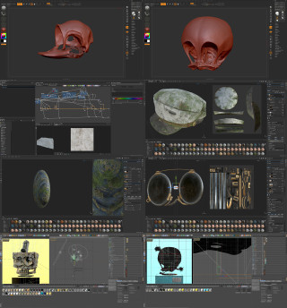 Screen captures of rendering process for Filip Hodas's Cartoon Fossils project