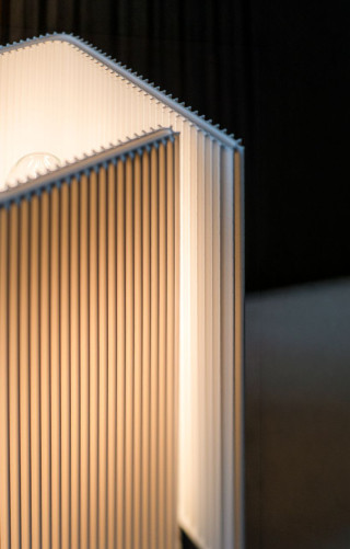 RIFT Lamp Series by Yongwon Kwon featuring vertical slats and warm light