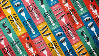 Etrusco Pasta packaging by Bart De Keyzer with bold lettering and vibrant colors