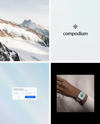 Compodium brand identity by Most Studios with logo and smartwatch design