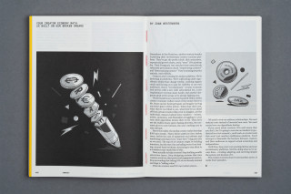 Print layout by NoGood with black and white vector graphic and text about creator economy